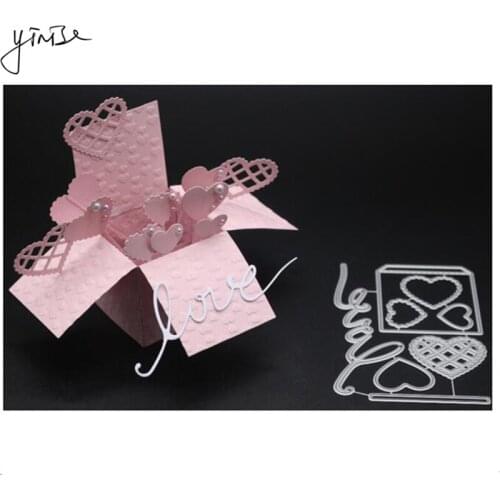 YINISE Metal Cutting Dies For Scrapbooking Stencils LOVE HEART BOX DIE CUT DIY Album Cards Decoration Embossing Folder Die Cuts