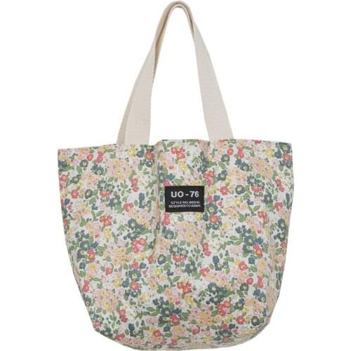 South Korea Chic Small Flower Lunch Bag Canvas cute Print Storage Tote Picnic Food Storage Pouch Children Lunch Bags Kids