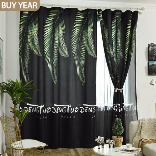 Scandinavian Style Curtains for Living Dining Room Bedrooms Full Shading Phoenix Tail Leaf Semi Shading Window Tulles Curtains