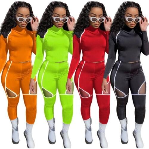 Echoine Women Sports Long Sleeve Tee Tops Pencil Cut Out Jogger Pants Suit Active Wear Tracksuit Two Piece Set Fitness Outfits