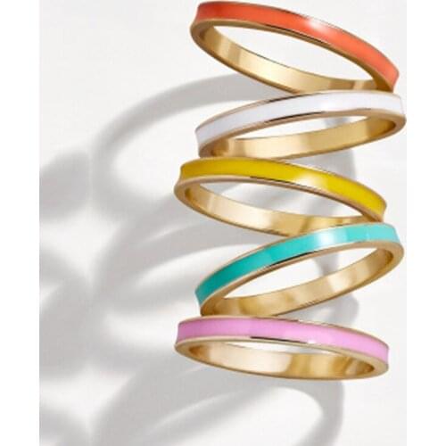 2020 Hot Fashion 5 Style Simple Colorful Rings For Women White/Orange/Yellow/Green/Pink Color Female Jewelry Birthday Party Gift