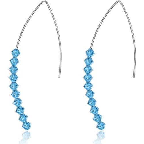 2021 New Handmade Silver 925 Earrings Crystals From Swarovski V Ear Hook for Women Beads Fine Jewelry Fashion Accessories