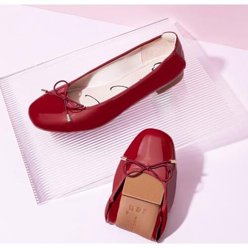 Quicheshoes 2021 NEW Lady Cute Square Toe Flat Women Wine Red Spring Summer Slip on Foldable Shoes for Zapatos Elastic Shoes