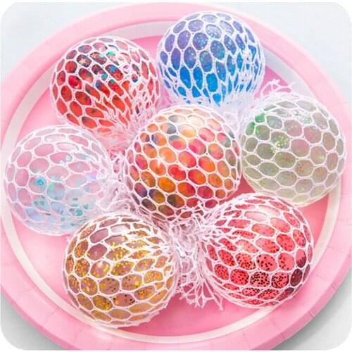 1PCS Random 6cm Grape Shape Release Pressure Stress Ball Sequin Squeeze Ball Hand Wrist Exercise Stress For Children Adult