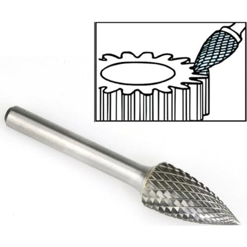 1PC SG-5 Tungsten Carbide Burr File 1/2 Inch Head with 1/4 Inch Shank Pointed Tree Shape Metalworking Bit for Rotary Die Grinder