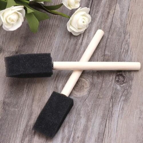 10Pcs Sponge Brush Wooden Handle Watercolor Oil Stain Art Craft Painting Drawing L4MD