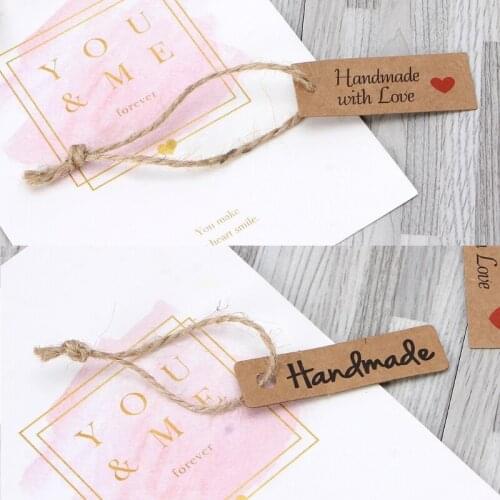100PCS Retro Kraft Paper Gift Cards Handmade Price Tags for Wedding Birthday X7JB
