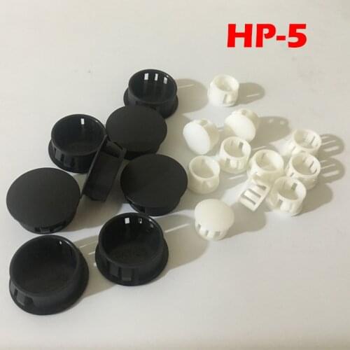 100pcs HP-5 5MM Diameter Black White Nylon Plastic Diameter End Cap Grommet Push Locking Button Cover Panel Drill Hole Plug