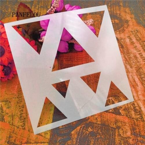 13*13cm Hote Sale wonder Triangle scrapbook stencils spray plastic mold shield DIY cake hollow Embellishment printing lace ruler