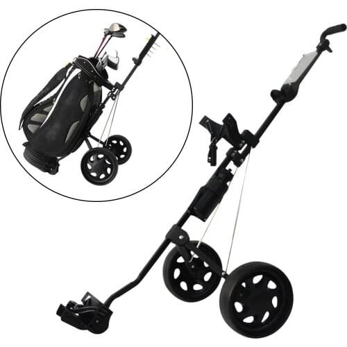 2 Wheel Push Pull Golf Cart Collapsible Golf Trolley Cart, Collapsible Golf Pushcart for Carry Storage Scorecard and Golf Balls