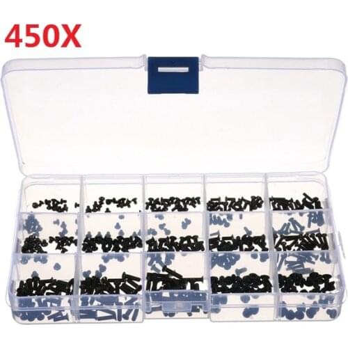 450Pcs/Set Laptop Computer Screws Kit Assemble Fastening Flat Head Black Repair Case For IBM For Dell For Lenovo For Samsung