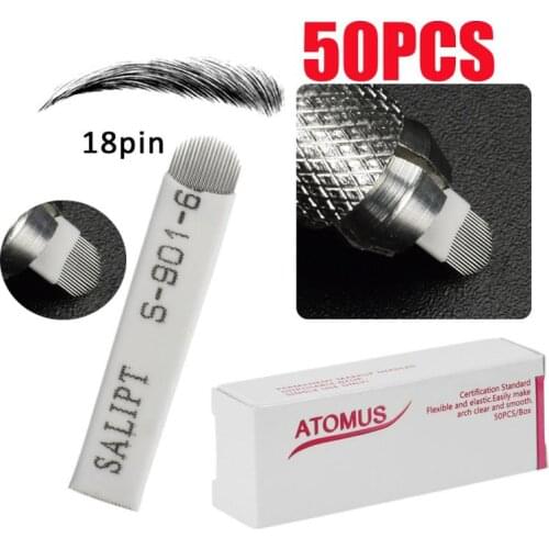 50Pcs Eyebrow Tattoo Blades Microblading Needles Tattoo Needles Permanent Makeup Needle Disposable Sterilized Eyebrow Blades