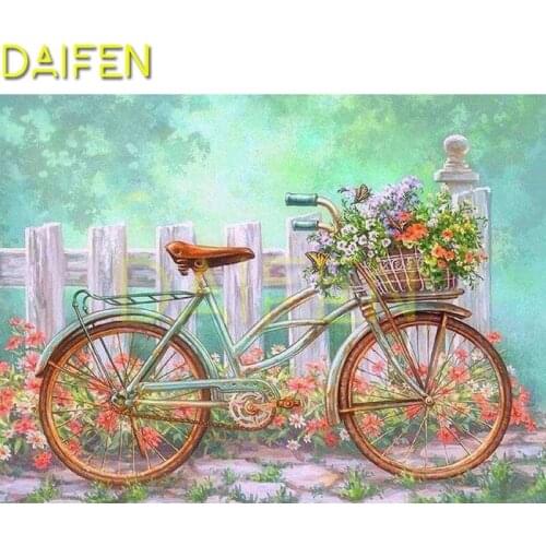 Full Square Diamond embroidery Cross stitch Bicycle flower tree DIY 3D Diamond mosaic Full Round Diamond painting Bicycle flower
