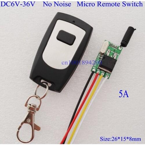 MICRO RF Wireless Remote Control Switch Mos No Sound Receiver Input DC6V-36V Output DC6V-36V Learning Code Momentary Toggle