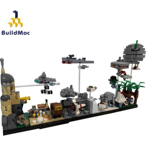 Buildmoc Wars Movie Set City House Architecture Skyline Building Block Bricks Millennium Spaceship Destroyer Flying Model Toys