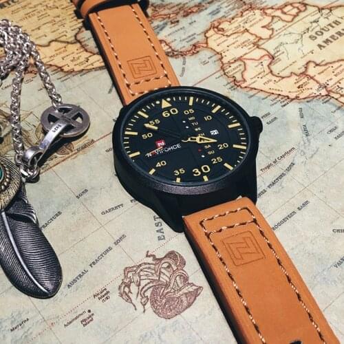 NAVIFORCE Luxury Brand Quartz Watches For men Casual Military Sports Man Watches Leather Wristwatch Male Clock Relogio Masculino