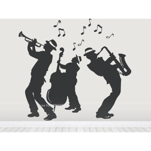 Jazz Band Silhouette Wall Decals Waterproof Dance Decor Removable Wall Stickers For Jazz Fans Bedroom Party Ornament ZA660