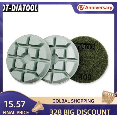 DT-DIATOOL 3pcs/set Dia 80mm/3" Grit#400 Diamond Concrete Polishing Pads Thickened Resin Bond Sanding Discs For Repairing Floor