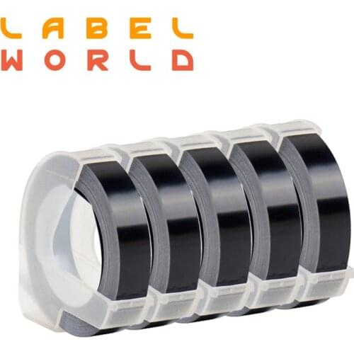 Label World 3D embossing label tape Compatible for Dymo 3D 6/9/12mm manual ribbons for dymo 1610 12965 1880 MOTEX E101 5 pack