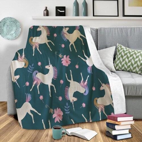 Flower Unicorn Fleece Blanket 3D full printed Wearable Blanket Adults/kids Fleece Blanket Sherpa Blanket Drop Shipping 02