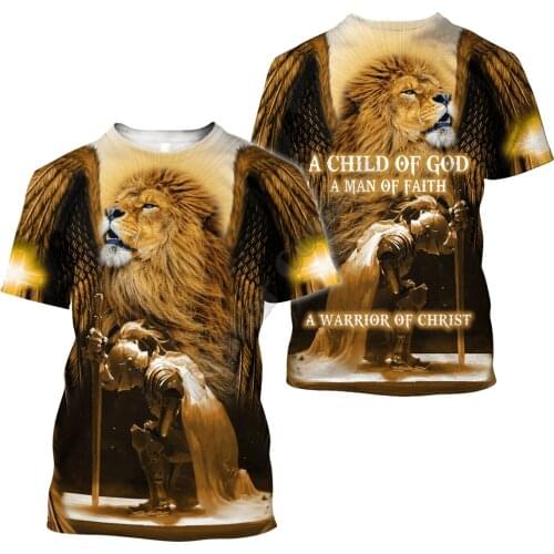 Christian Jesus Catholic Lion 3D Printed T Shirts Streetwear Summer Tops women For men Funny Tshirts Short sleeve