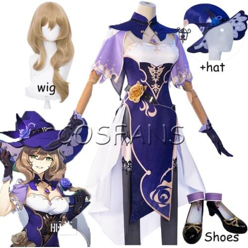 Game Genshin Impact Cosplay Lisa Costume Lisa Cosplay Genshin Impact Costume Halloween cosplay woemn men costume wig and shoes