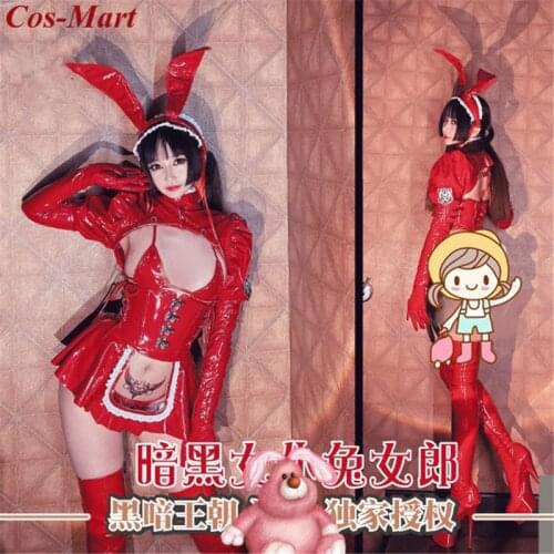 Original Design Maid Outfit Cosplay Costume Fashion Sexy Red Patent Leather Bunny Girl Uniform Female Party Role Play Clothing