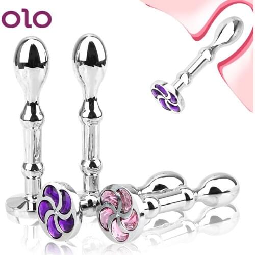 OLO Prostate Massager Moon Shape Jewelry Butt Stimulation Butt Plug Erotic Metal Anal Plug Sex Toys For Woman Men Anal Toys