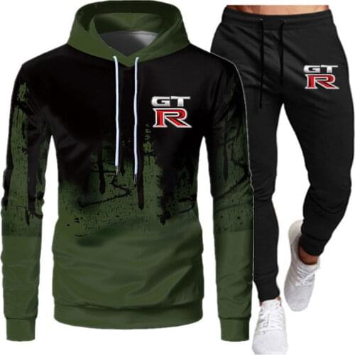 2021 Spring And Autumn Models GTR MenS hooded Suit Fashion Letter Printing AutumnBrand Casual Sports Suit Mens Sports Two-Pie