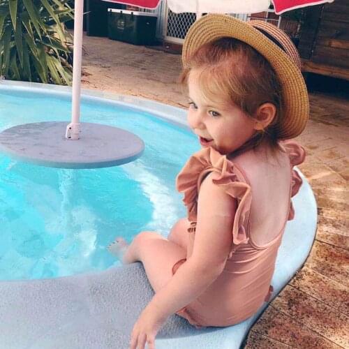 Girls Fashion Swimsuit One Piece Kids Baby Toddler ruffle Swimwear childrens Korean Flounce swimsuit for little girl YZ20003