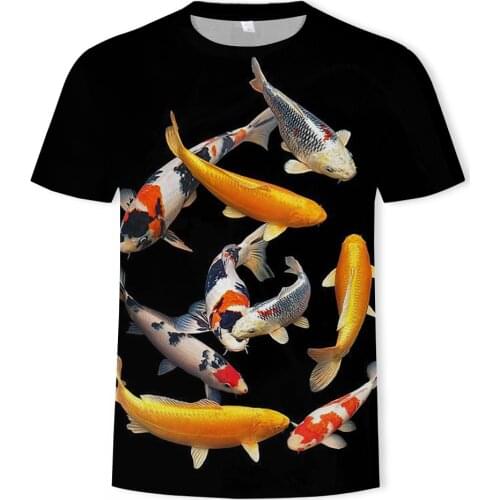 2021 Fashion New Underwater World No. 2 Mirror Carp and Mandarin Fish 3D Printed Pattern Mens Short Sleeve T-shirt Clothing
