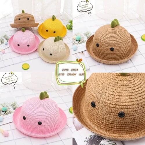 Neutral Child Straw Straw Hat Summer Little Dinosaur Simple Kids Lovely Shading Sun Protection Korean Version Sandy Beach Trend