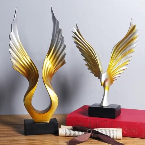 New 2021 Golden Trophy Angel Wings Sculpture Home Decoration Accessories Living Room Childrens Room Decorations Eagle Wings