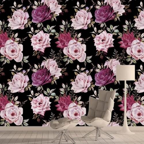 Custom Walls Paper Home Decor Red Rose Art Wallpapers for Living Room Girls Murals In Rolls Prints Photo Self Adhesive Printing