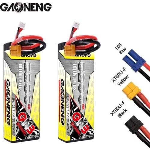 Original GNB 5200mAh 2S 7.4V 100C MAX 200C Hardcase LiPo Battery Pack with Dean T Plug or XT60 for 1:10 RC Car Boat Parts