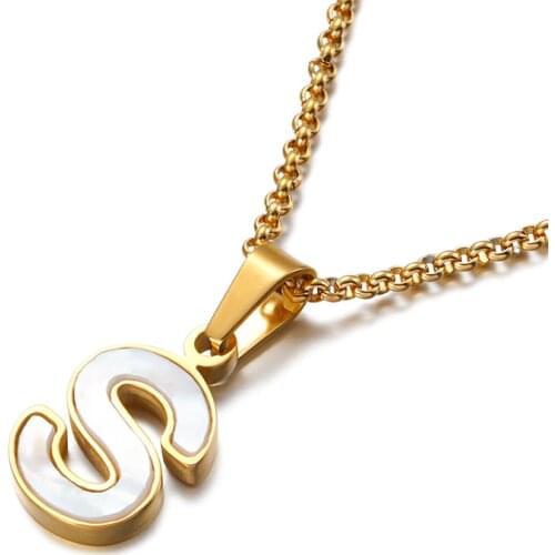 Korean New Style Shell English Letter Necklace European and American Fashion Collarbone Chain Gold Necklace Accessories