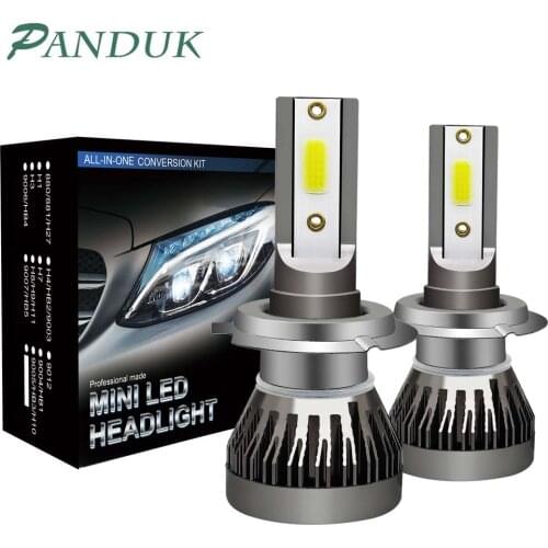 PANDUK 2PCS Car headlight Mini Lamp H7 LED Bulbs H1H4 LED H11 Headlamps Kit 9005 9006 HB4 6000k Fog light LED Lamp 8000LM 12V