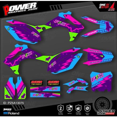 PowerZone Custom Team Graphics Backgrounds Decals 3M Stickers Kit For HONDA 2014-2017 CRF250R 2013-2016 CRF450R 075