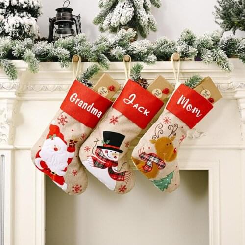 Personalized Name New Year Christmas Stocking Sack Xmas Gifts Candy Bag Christmas Decorations for Home Christmas Tree Decors