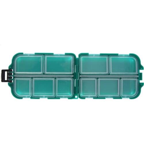 Plastic Box Fishing Tackle Box Small Accessory Box Storage Fishing Lure Bait Hook Square Fishhook Box with 10 Small Compartment