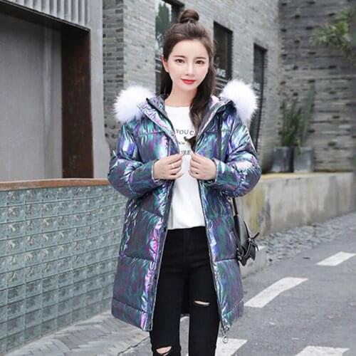 Oversized Womens Winter Long Down Coat Hooded with Fur Collar Loose Female Down Jacket Plus Size Thick Padded Casual Outwear