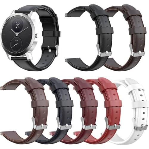 18mm 20mm Watch Band Strap for Nokia STEEL HR 36MM 40MM Smart Watch Genuine Leather Watchband Bracelet Quick Release Wrist Strap