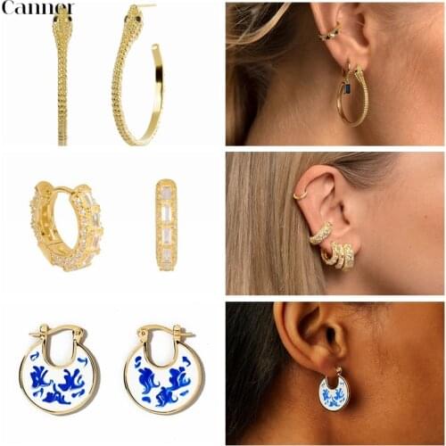 CANNER 925 Sterling Silver Enamel Studs Earrings Flower Porcelain Drip Earrings Piercing Pendiente Fashion EarS Fine Jewelry