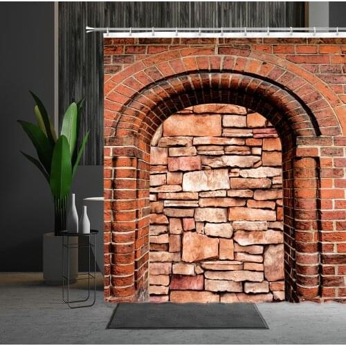 Platform 9 and 3/4 Shower Curtains Mystery King Cross Railway Station Brick Wall Washable Fabric Bathroom Decor Bath Curtains