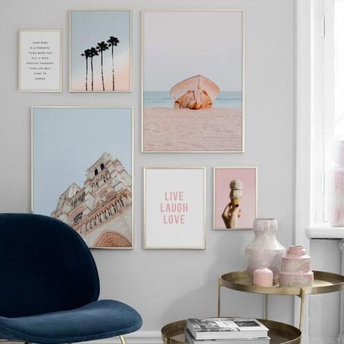 Modern Living Room Home Decor Wall Art Pictures Ice Cream Boat Coconut Tree Letter Nordic Poster Modular Print Canvas Painting