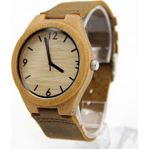 Super Fashion Watches For Man And Woman Best Gift For Family Bamboo Wooden Wristwatch With 100% Genuine Leather Straps