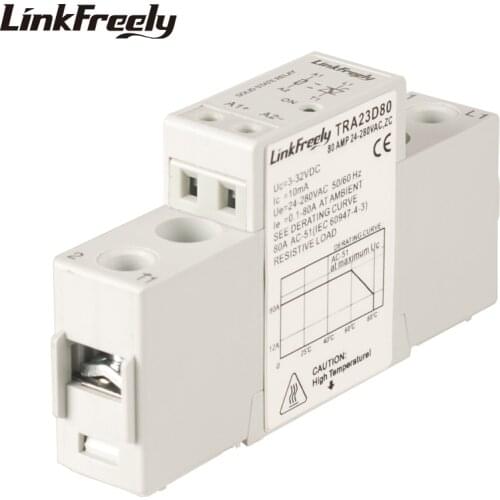TRA23D80 Intelligent Automation SSR Solid State Relay DC AC 3V 5V 12V 24V 32VDC Input 80A 24-280VAC Output Relay Control Voltage