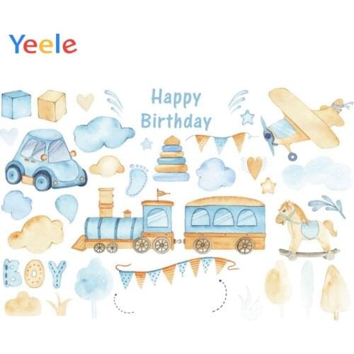 Train Car Plane Toy Baby Boy Birthday Party Custom Backdrop Vinyl Photography Background For Photo Studio Photophone Photozone