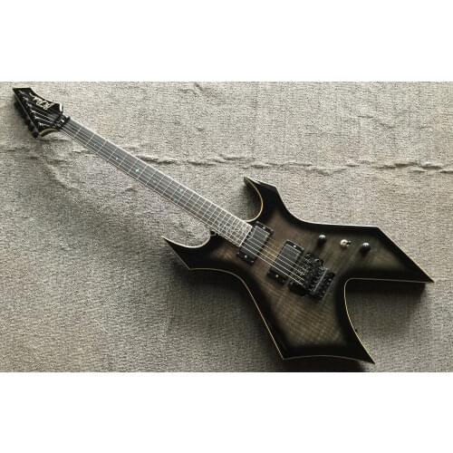 Top quality QShelly custom black flame maple top ebony fingerbord abalone inlay white binding BC active pickups electric guitar