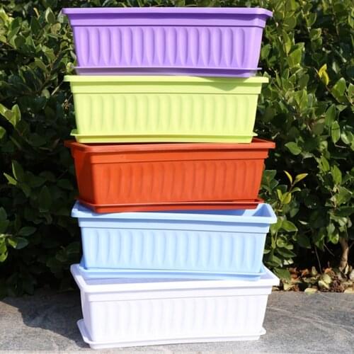 Flower Window Box PP Resin Rectangular Window Planters Vegetables Growing Container Garden Flower Plant Pot for Balcony SCVD889
